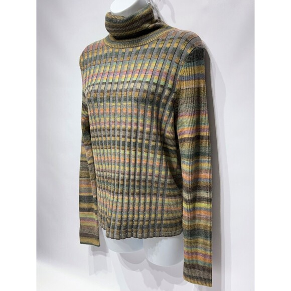 Moth Anthropologie Striped Fawcett Wool Blend Turtleneck Sweater Women’s Size M - Picture 6 of 9